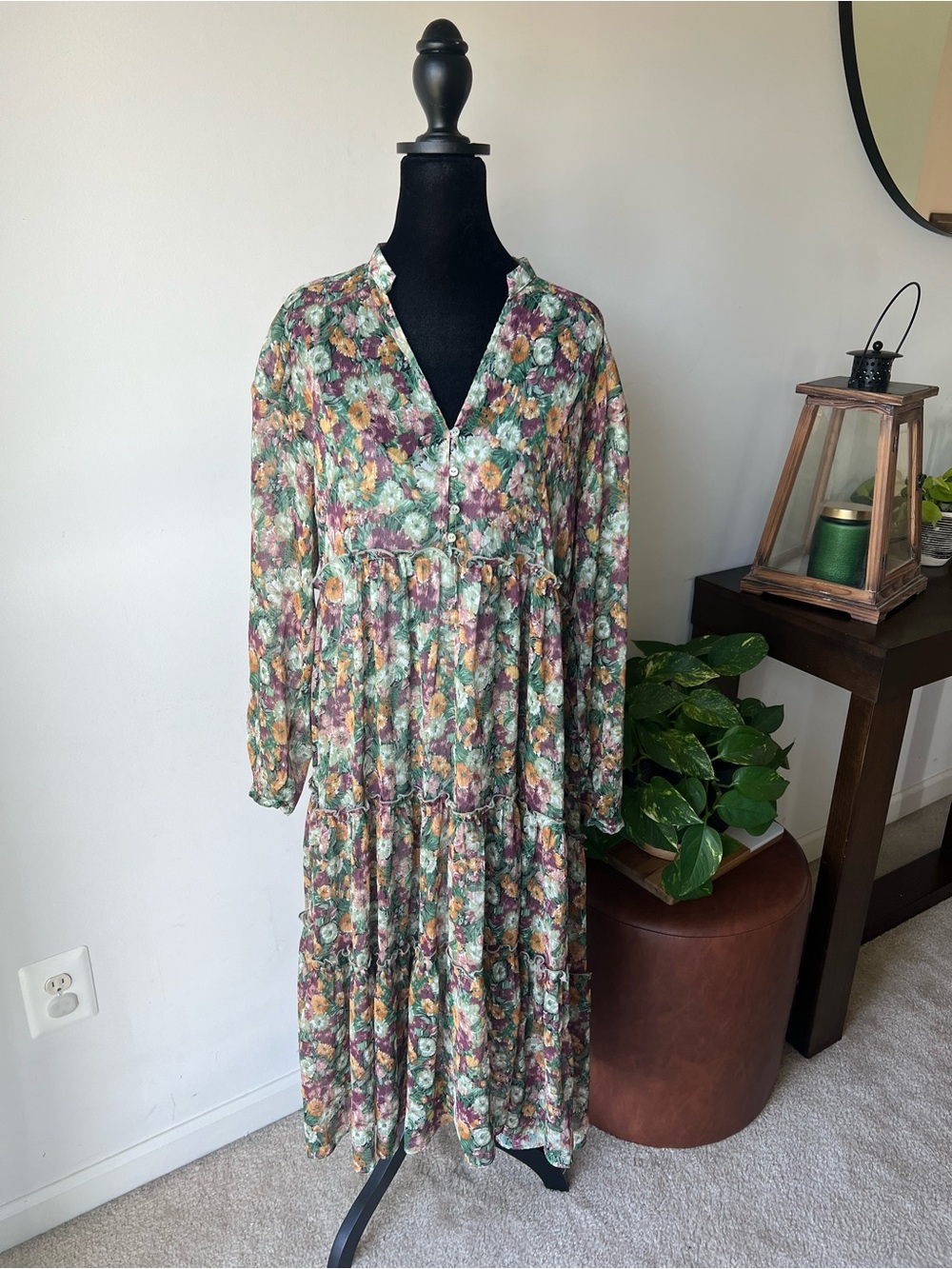 Zara Floral Midi Floral Dress